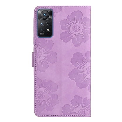 For Xiaomi Redmi Note 11 Pro 5G Global Flower Embossing Pattern Leather Phone Case(Purple) - Redmi Note 11 Pro Case by PMC Jewellery | Online Shopping South Africa | PMC Jewellery