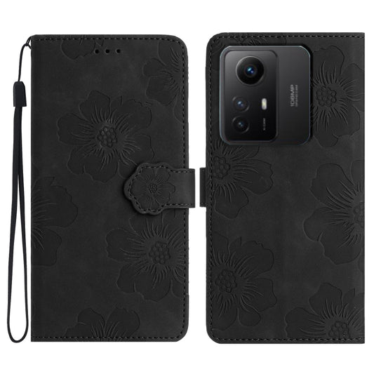 For Xiaomi Redmi Note 12S Flower Embossing Pattern Leather Phone Case(Black) - Xiaomi Cases by PMC Jewellery | Online Shopping South Africa | PMC Jewellery