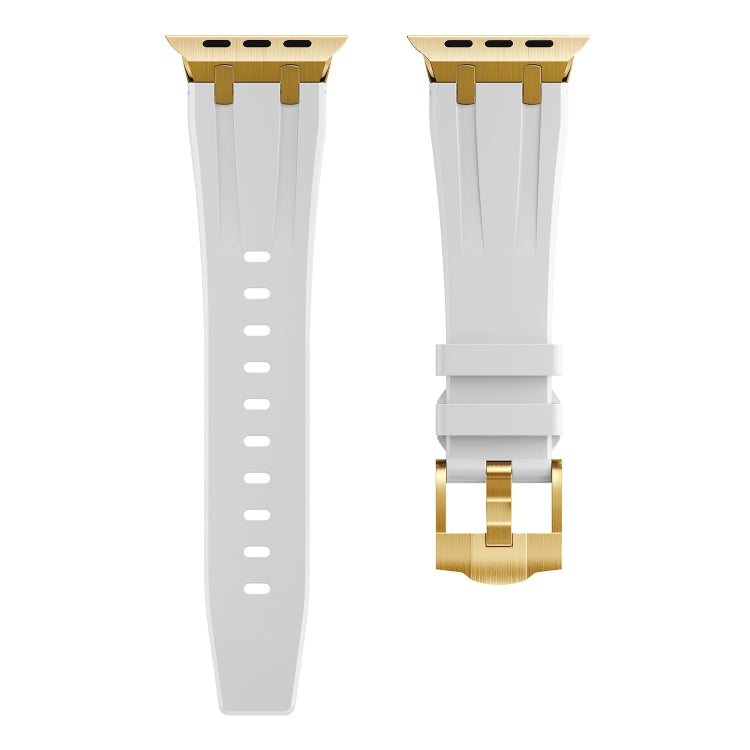 AP Silicone Watch Band For Apple Watch 8 45mm(Gold White) - Watch Bands by PMC Jewellery | Online Shopping South Africa | PMC Jewellery