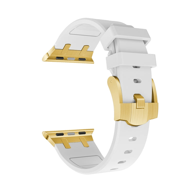 AP Silicone Watch Band For Apple Watch 8 45mm(Gold White) - Watch Bands by PMC Jewellery | Online Shopping South Africa | PMC Jewellery