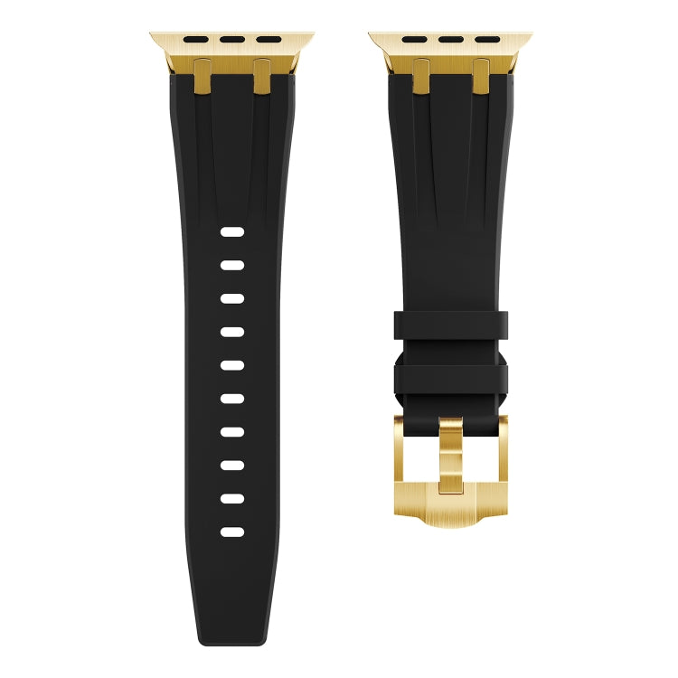 AP Silicone Watch Band For Apple Watch SE 44mm(Gold Black) - Watch Bands by PMC Jewellery | Online Shopping South Africa | PMC Jewellery