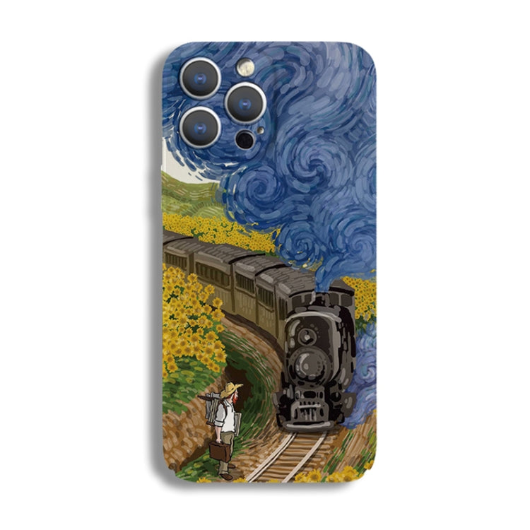 For iPhone 14 Plus Precise Hole Oil Painting Pattern PC Phone Case(Train) - iPhone 14 Plus Cases by PMC Jewellery | Online Shopping South Africa | PMC Jewellery