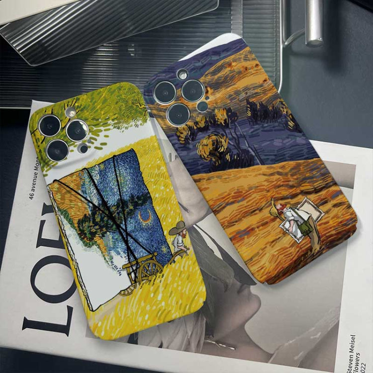 For iPhone 14 Plus Precise Hole Oil Painting Pattern PC Phone Case(Handcart) - iPhone 14 Plus Cases by PMC Jewellery | Online Shopping South Africa | PMC Jewellery