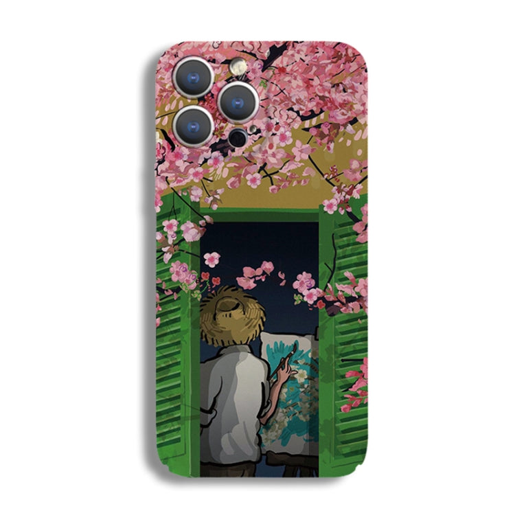 For iPhone 13 Pro Precise Hole Oil Painting Pattern PC Phone Case(Peach Blossom) - iPhone 13 Pro Cases by PMC Jewellery | Online Shopping South Africa | PMC Jewellery