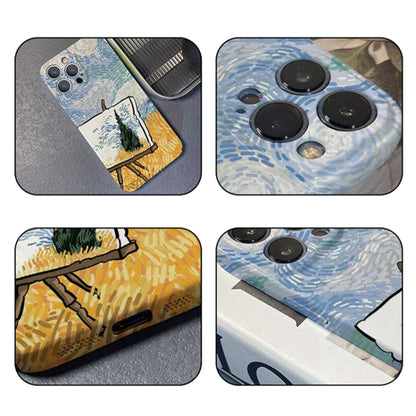 For iPhone 12 Precise Hole Oil Painting Pattern PC Phone Case(Landscape Painting) - iPhone 12 / 12 Pro Cases by PMC Jewellery | Online Shopping South Africa | PMC Jewellery