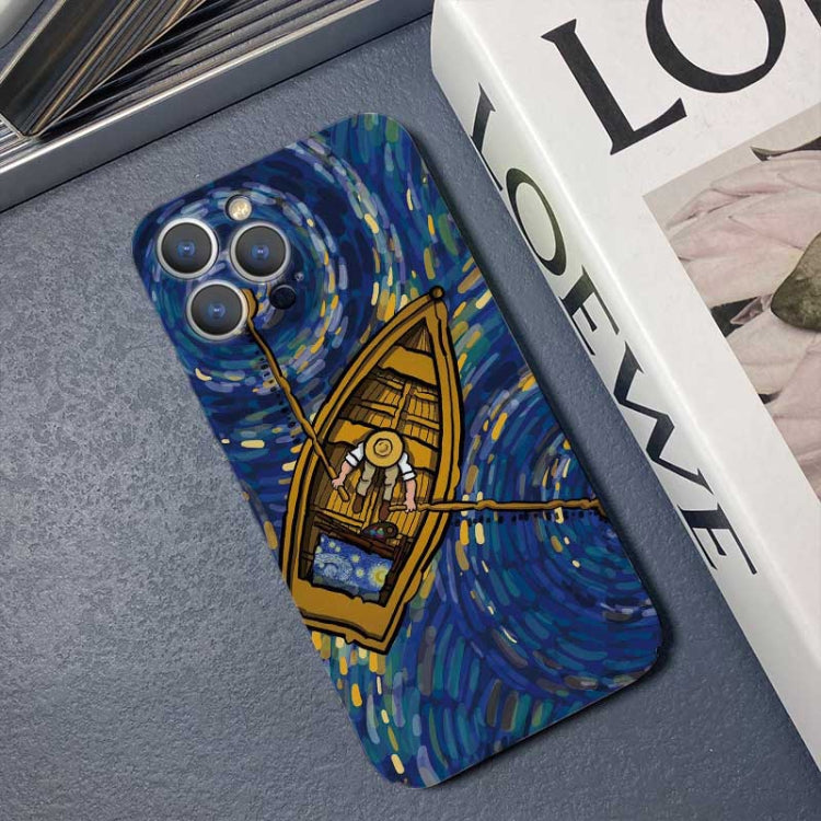 For iPhone 12 Pro Precise Hole Oil Painting Pattern PC Phone Case(Castle) - iPhone 12 / 12 Pro Cases by PMC Jewellery | Online Shopping South Africa | PMC Jewellery