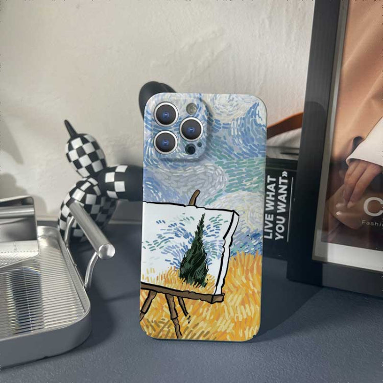 For iPhone 12 Pro Precise Hole Oil Painting Pattern PC Phone Case(Landscape Painting) - iPhone 12 / 12 Pro Cases by PMC Jewellery | Online Shopping South Africa | PMC Jewellery