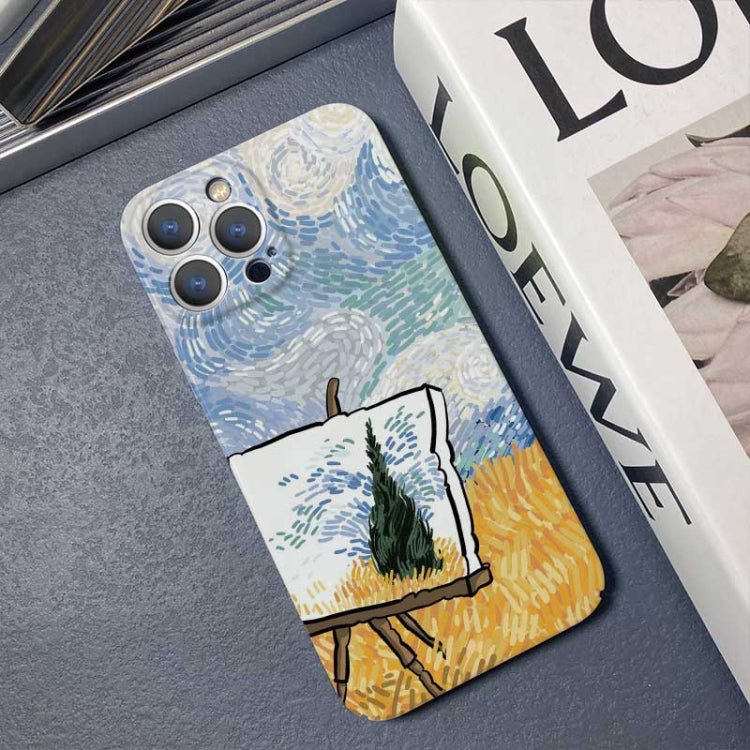 For iPhone 12 Pro Max Precise Hole Oil Painting Pattern PC Phone Case(Landscape Painting) - iPhone 12 Pro Max Cases by PMC Jewellery | Online Shopping South Africa | PMC Jewellery