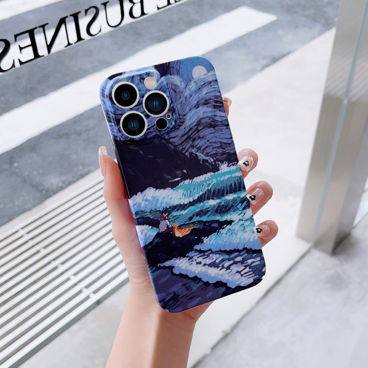 For iPhone XS Max Precise Hole Oil Painting Pattern PC Phone Case(Sea Wave) - More iPhone Cases by PMC Jewellery | Online Shopping South Africa | PMC Jewellery