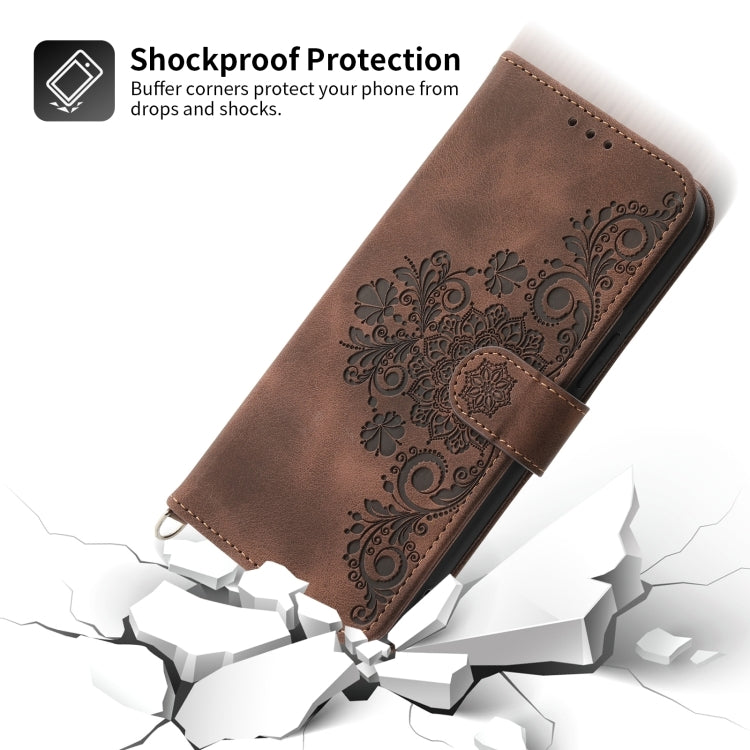 For Honor 90 5G Skin-feel Flowers Embossed Wallet Leather Phone Case(Brown) - Honor Cases by PMC Jewellery | Online Shopping South Africa | PMC Jewellery