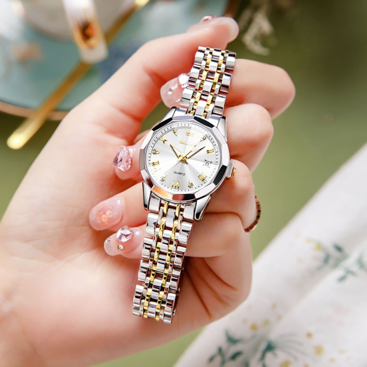 OLEVS 9931 Women Butterfly Buckle Luminous Waterproof Quartz Watch(White + Gold) - Metal Strap Watches by OLEVS | Online Shopping South Africa | PMC Jewellery