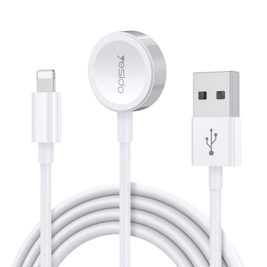 Yesido CA70 For Apple Watch 2 in 1 USB to 8 Pin Wireless Magnetic Watch Charger, Cable Length: 1.5m(White) - Charger / Holder by Yesido | Online Shopping South Africa | PMC Jewellery