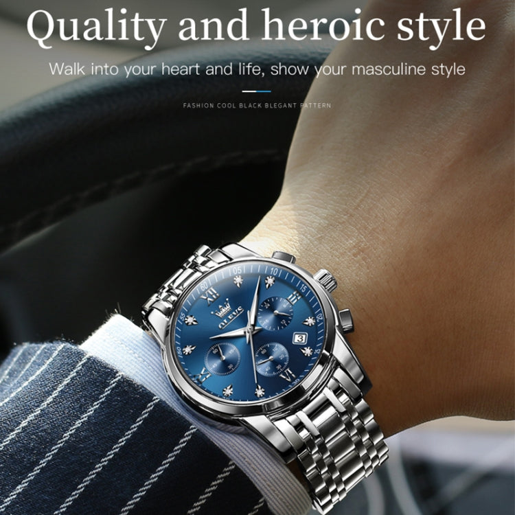 OLEVS 2858 Men Multifunctional Business Waterproof Quartz Watch(Blue) - Metal Strap Watches by OLEVS | Online Shopping South Africa | PMC Jewellery