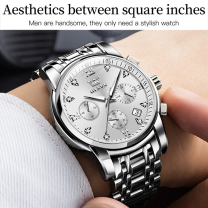 OLEVS 2858 Men Multifunctional Business Waterproof Quartz Watch(White) - Metal Strap Watches by OLEVS | Online Shopping South Africa | PMC Jewellery