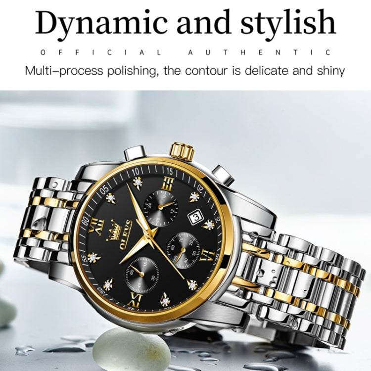 OLEVS 2858 Men Multifunctional Business Waterproof Quartz Watch(White + Gold) - Metal Strap Watches by OLEVS | Online Shopping South Africa | PMC Jewellery