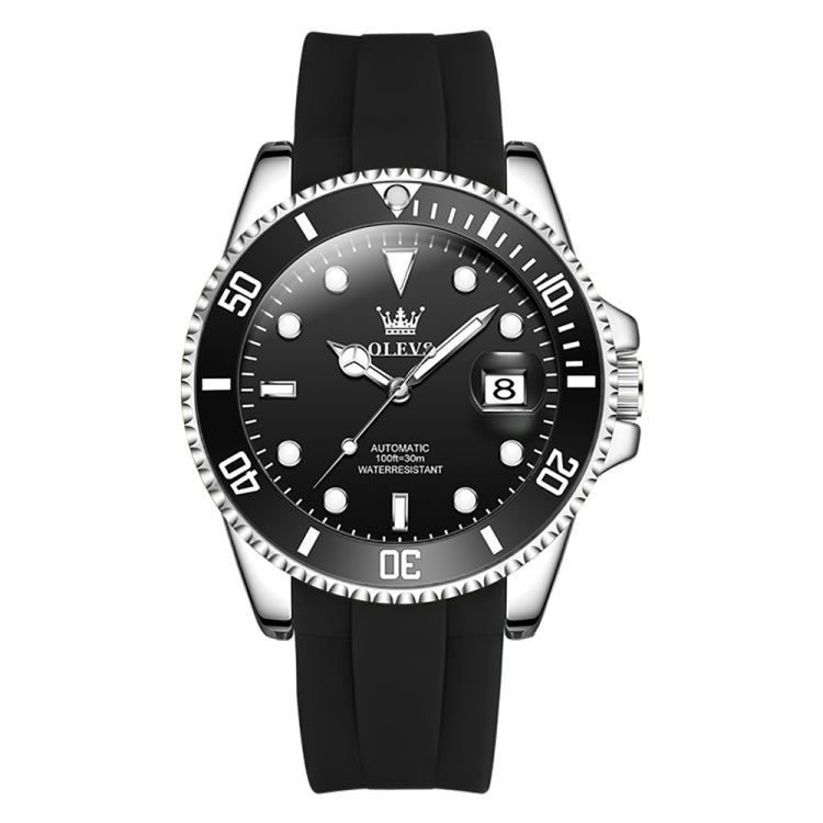 OLEVS 6650 Men Luminous Waterproof Silicone Strap Mechanical Watch(Black) - Silicone Strap Watches by OLEVS | Online Shopping South Africa | PMC Jewellery