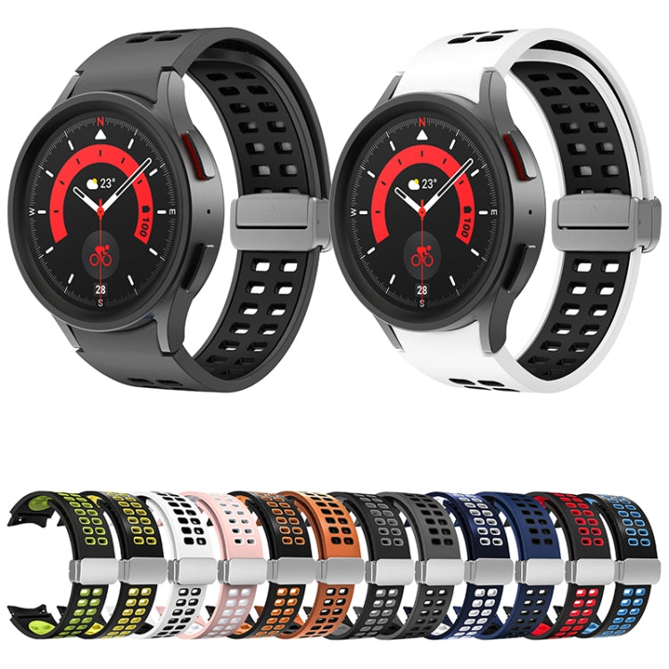 For Samsung Galaxy Watch5 Double-row Hole Folding Buckle Silicone Watch Band(Black Red) - Watch Bands by PMC Jewellery | Online Shopping South Africa | PMC Jewellery