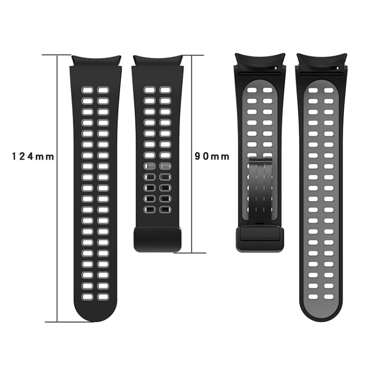 For Samsung Galaxy Watch5 Double-row Hole Folding Buckle Silicone Watch Band(Blue Black) - Watch Bands by PMC Jewellery | Online Shopping South Africa | PMC Jewellery