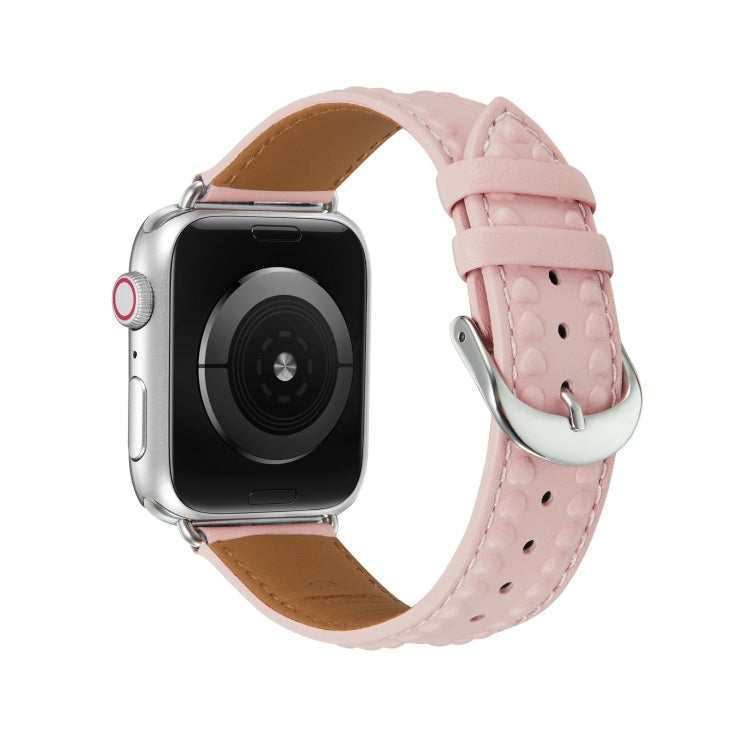 Embossed Love Genuine Leather Watch Band For Apple Watch Ultra 49mm(Pink) - Watch Bands by PMC Jewellery | Online Shopping South Africa | PMC Jewellery