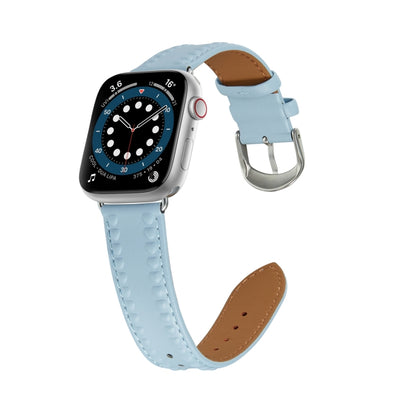 Embossed Love Genuine Leather Watch Band For Apple Watch Ultra 49mm(Blue) - Watch Bands by PMC Jewellery | Online Shopping South Africa | PMC Jewellery