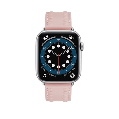 Embossed Love Genuine Leather Watch Band For Apple Watch 4 40mm(Pink) - Watch Bands by PMC Jewellery | Online Shopping South Africa | PMC Jewellery