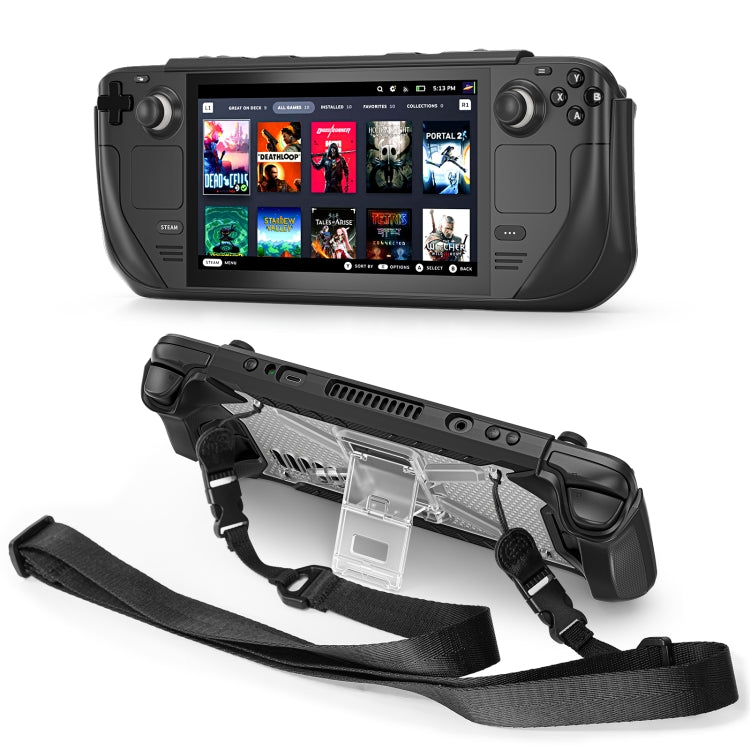 For Steam Deck Shockproof Game Console Case with Holder & Shoulder Strap(Black+Transparent) - Accessories by PMC Jewellery | Online Shopping South Africa | PMC Jewellery