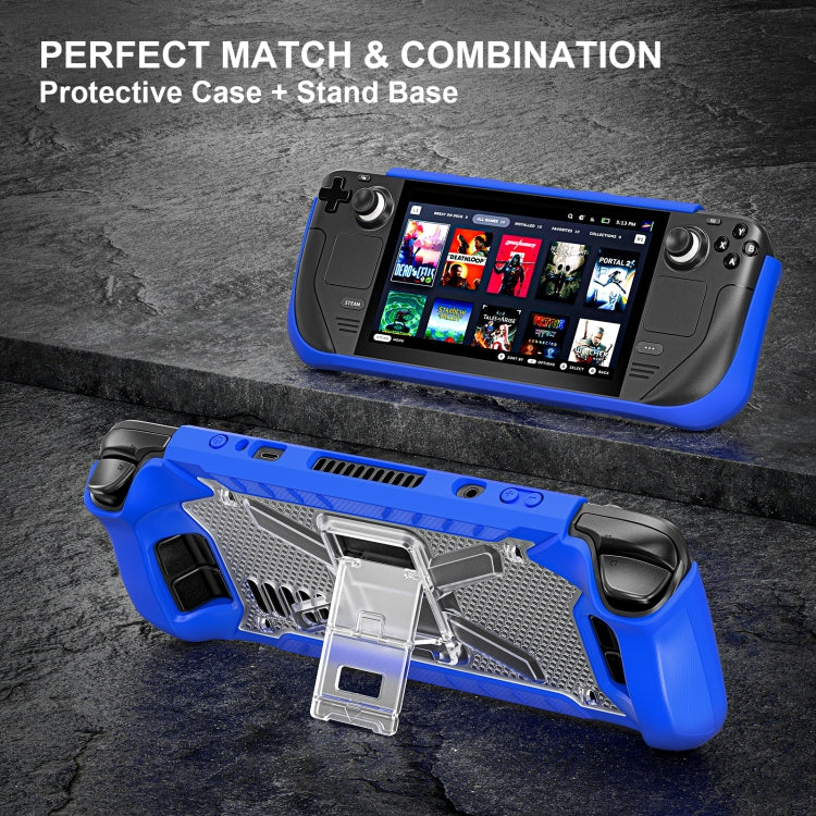 For Steam Deck Shockproof Game Console Case with Holder & Shoulder Strap(Blue+Transparent) - Accessories by PMC Jewellery | Online Shopping South Africa | PMC Jewellery