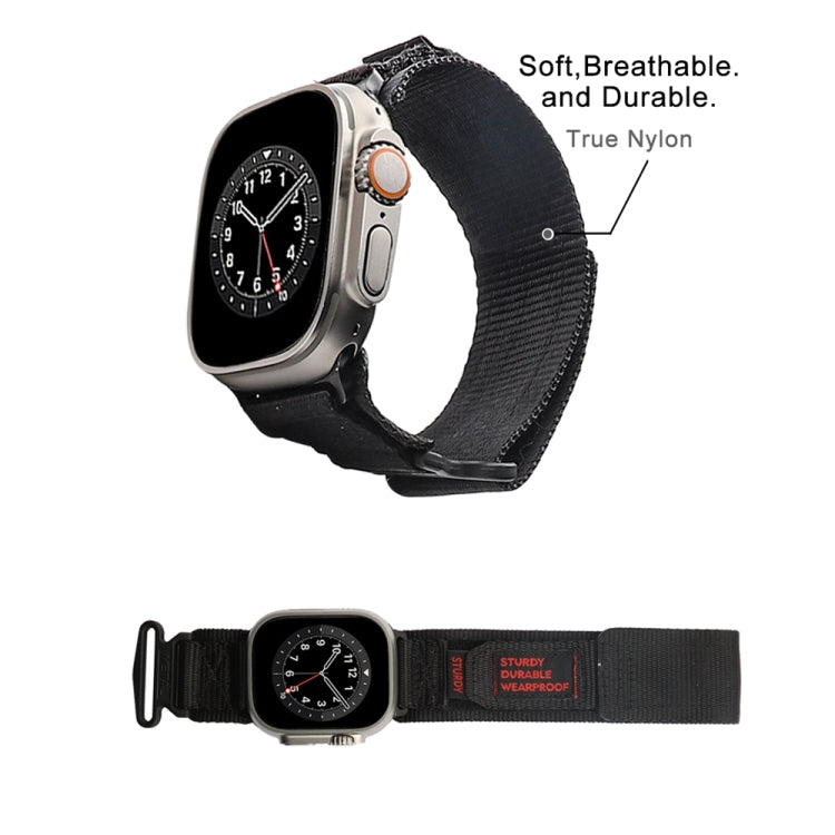 Nylon Two Section Watch Band For Apple Watch SE 2022 44mm(Black) - Watch Bands by PMC Jewellery | Online Shopping South Africa | PMC Jewellery