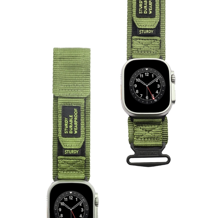 Nylon Two Section Watch Band For Apple Watch 7 41mm(Dark Green) - Watch Bands by PMC Jewellery | Online Shopping South Africa | PMC Jewellery