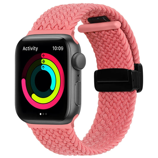 Magnetic Fold Clasp Woven Watch Band For Apple Watch SE 2022 44mm(Pink) - Watch Bands by PMC Jewellery | Online Shopping South Africa | PMC Jewellery