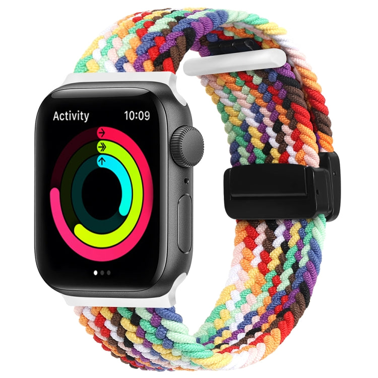 Magnetic Fold Clasp Woven Watch Band For Apple Watch SE 40mm(Rainbow Color) - Watch Bands by PMC Jewellery | Online Shopping South Africa | PMC Jewellery