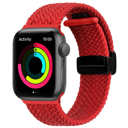 Magnetic Fold Clasp Woven Watch Band For Apple Watch SE 40mm(Red) - Watch Bands by PMC Jewellery | Online Shopping South Africa | PMC Jewellery