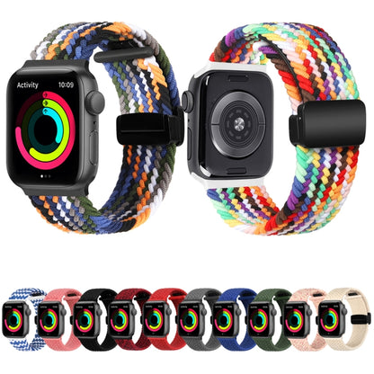 Magnetic Fold Clasp Woven Watch Band For Apple Watch 8 45mm(Rainbow Color) - Watch Bands by PMC Jewellery | Online Shopping South Africa | PMC Jewellery