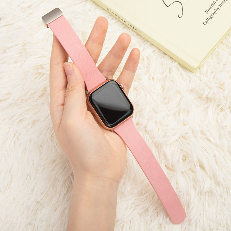 Sheepskin Texture Magnetic Folding Buckle Watch Band For Apple Watch Ultra 49mm(Pink) - Watch Bands by PMC Jewellery | Online Shopping South Africa | PMC Jewellery