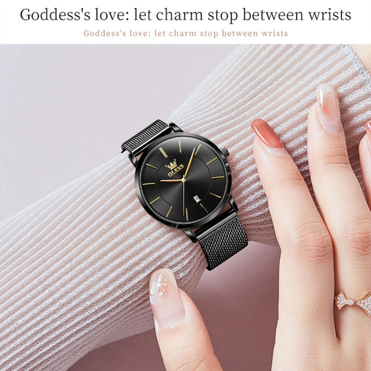 OLEVS 5869 Ladies Business Waterproof Steel Strap Quartz Watch(Black) - Metal Strap Watches by OLEVS | Online Shopping South Africa | PMC Jewellery