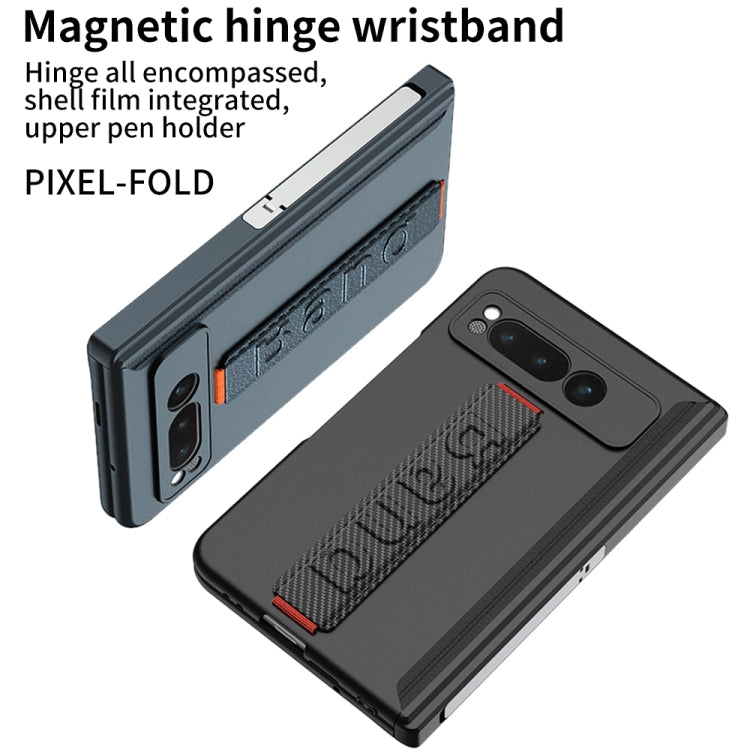 For Google Pixel Fold GKK Integrated Fold Hinge Full Coverage Phone Case with Wrist Strap(Blue) - Google Cases by GKK | Online Shopping South Africa | PMC Jewellery