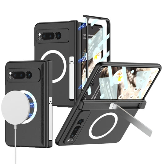 For Google Pixel Fold GKK Integrated Magsafe Fold Hinge Full Coverage Phone Case with Holder(Black) - Google Cases by GKK | Online Shopping South Africa | PMC Jewellery