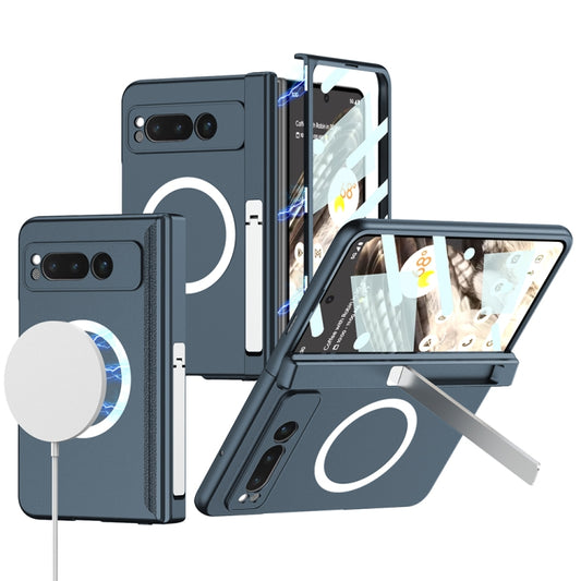 For Google Pixel Fold GKK Integrated Magsafe Fold Hinge Full Coverage Phone Case with Holder(Blue) - Google Cases by GKK | Online Shopping South Africa | PMC Jewellery