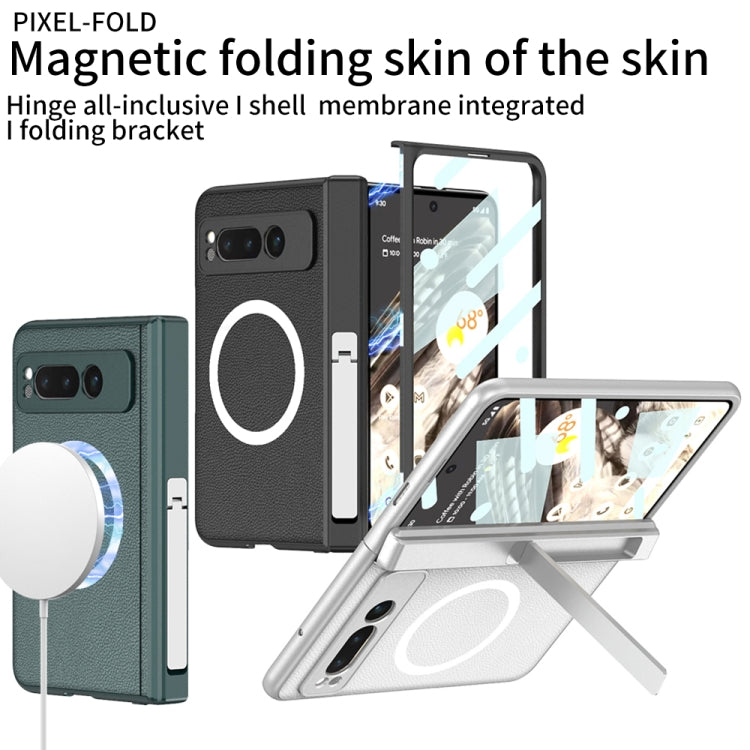 For Google Pixel Fold GKK Integrated Magsafe Fold Hinge Full Coverage Leather Phone Case with Holder(White) - Google Cases by GKK | Online Shopping South Africa | PMC Jewellery