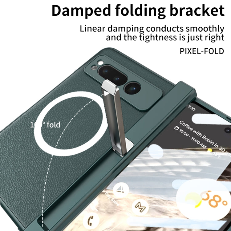 For Google Pixel Fold GKK Integrated Magsafe Fold Hinge Full Coverage Leather Phone Case with Holder(Carbon Fibre Black) - Google Cases by GKK | Online Shopping South Africa | PMC Jewellery