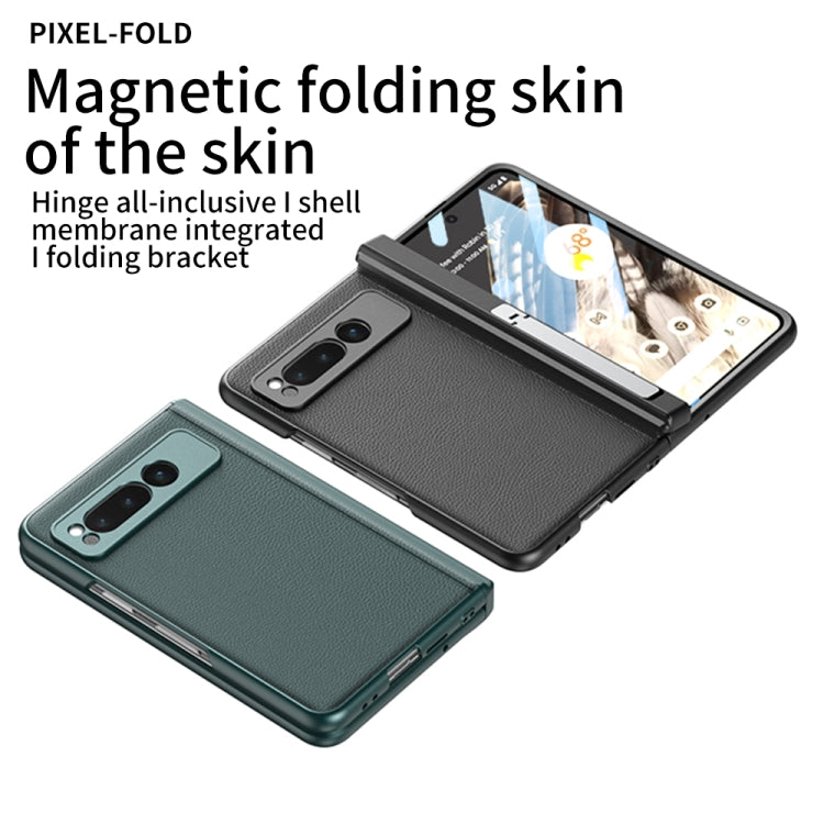 For Google Pixel Fold GKK Integrated Fold Hinge Leather Phone Case with Holder(Black) - Google Cases by GKK | Online Shopping South Africa | PMC Jewellery