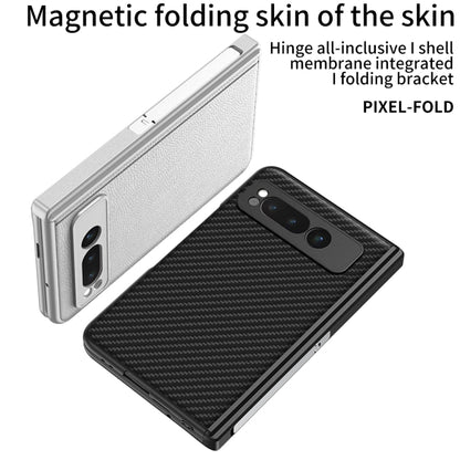 For Google Pixel Fold GKK Integrated Fold Hinge Leather Phone Case with Holder(White) - Google Cases by GKK | Online Shopping South Africa | PMC Jewellery