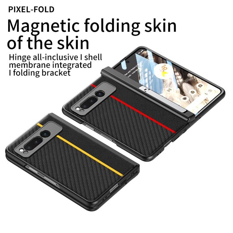 For Google Pixel Fold GKK Integrated Contrast Color Fold Hinge Leather Phone Case with Holder(Red) - Google Cases by GKK | Online Shopping South Africa | PMC Jewellery