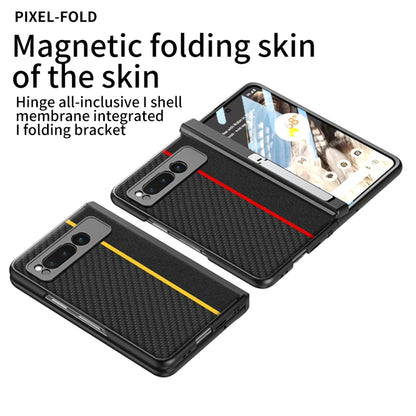 For Google Pixel Fold GKK Integrated Contrast Color Fold Hinge Leather Phone Case with Holder(Blue) - Google Cases by GKK | Online Shopping South Africa | PMC Jewellery