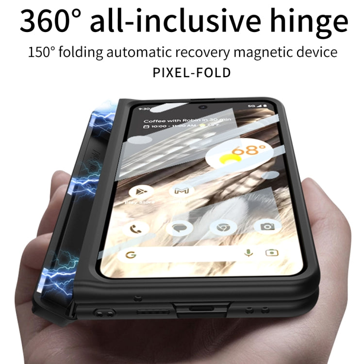 For Google Pixel Fold GKK Integrated Fold Hinge Full Coverage Phone Case with Holder(Black) - Google Cases by GKK | Online Shopping South Africa | PMC Jewellery