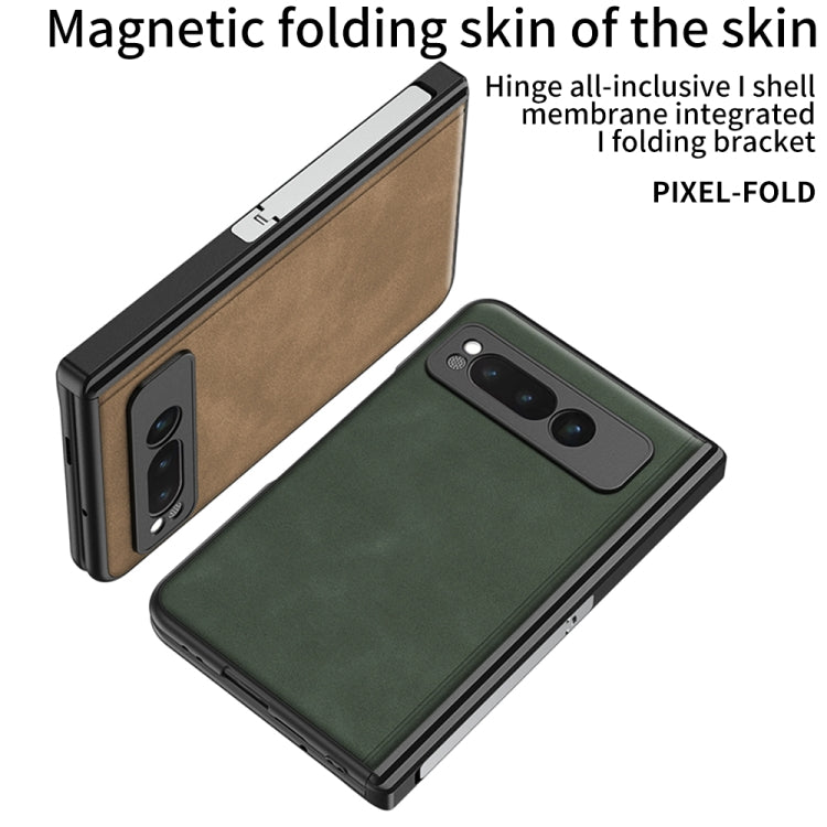 For Google Pixel Fold GKK Integrated Frosted Fold Hinge Leather Phone Case with Holder(Black) - Google Cases by GKK | Online Shopping South Africa | PMC Jewellery