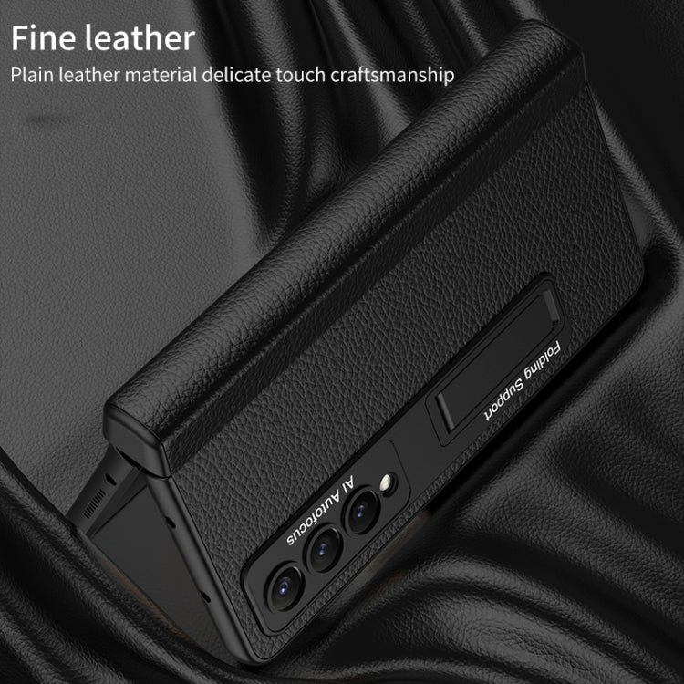 For Samsung Galaxy Z Fold4 GKK Integrated Fold Hinge Leather Phone Case with Holder(Black) - Galaxy Z Fold4 5G Cases by GKK | Online Shopping South Africa | PMC Jewellery