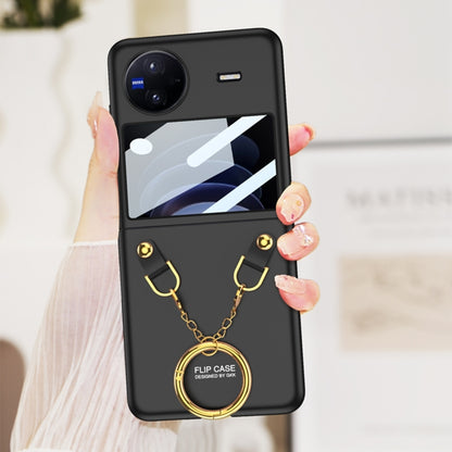 For vivo X Flip GKK Integrated Necklace Hinged Flip Phone Case with Ring Holder(Black) - vivo Cases by GKK | Online Shopping South Africa | PMC Jewellery