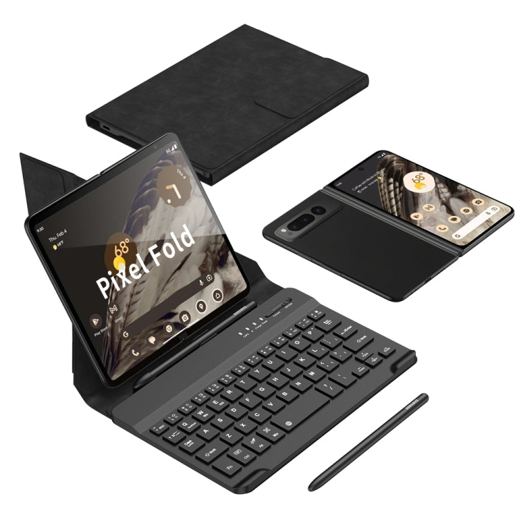 For Google Pixel Fold GKK Magnetic Folding Bluetooth Keyboard Leather Case with Pen + Keyboard + Case(Black) - Others Keyboard by GKK | Online Shopping South Africa | PMC Jewellery