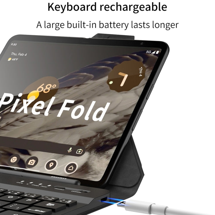 For Google Pixel Fold GKK Magnetic Folding Bluetooth Keyboard Leather Case with Pen + Keyboard + Case(Black) - Others Keyboard by GKK | Online Shopping South Africa | PMC Jewellery